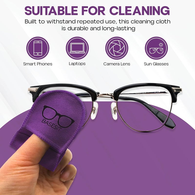Basesit Eyeglass Cleaner Cloth 4 Pack, Eye Glasses Cleaner Wipes, Lens Cleaner, Anti-Scratch, Screen Cleaning Cloth, Eyeglass Cleaning Cloth, Lens Cloth, Eye Glasses Cleaner Cloth (Orange/Purple) - Image 4